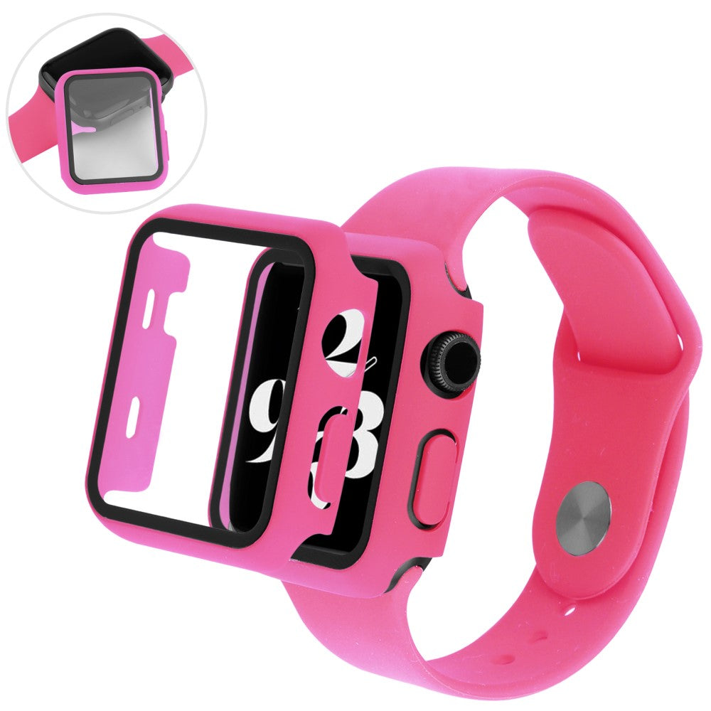 Apple Watch Series 7 41mm Silikone Cover med Rem og Hærdet Glas - Pink#serie_10