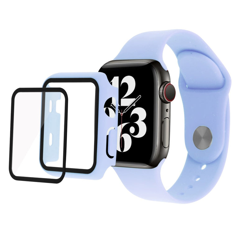 Apple Watch Series 7 41mm Silikone Cover med Rem og Hærdet Glas - Lilla#serie_6