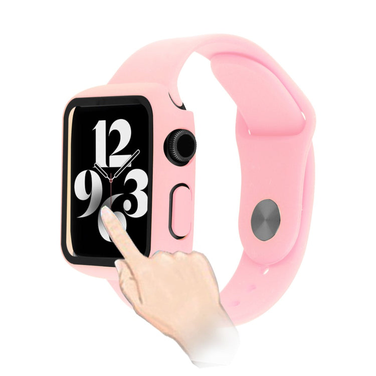 Apple Watch Series 7 41mm Silikone Cover med Rem og Hærdet Glas - Pink#serie_7