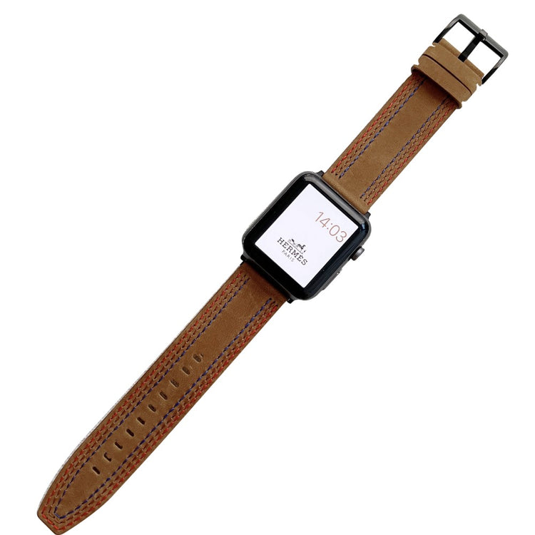 Mega kønt Apple Watch Series 7 41mm Ægte læder Rem - Brun#serie_3