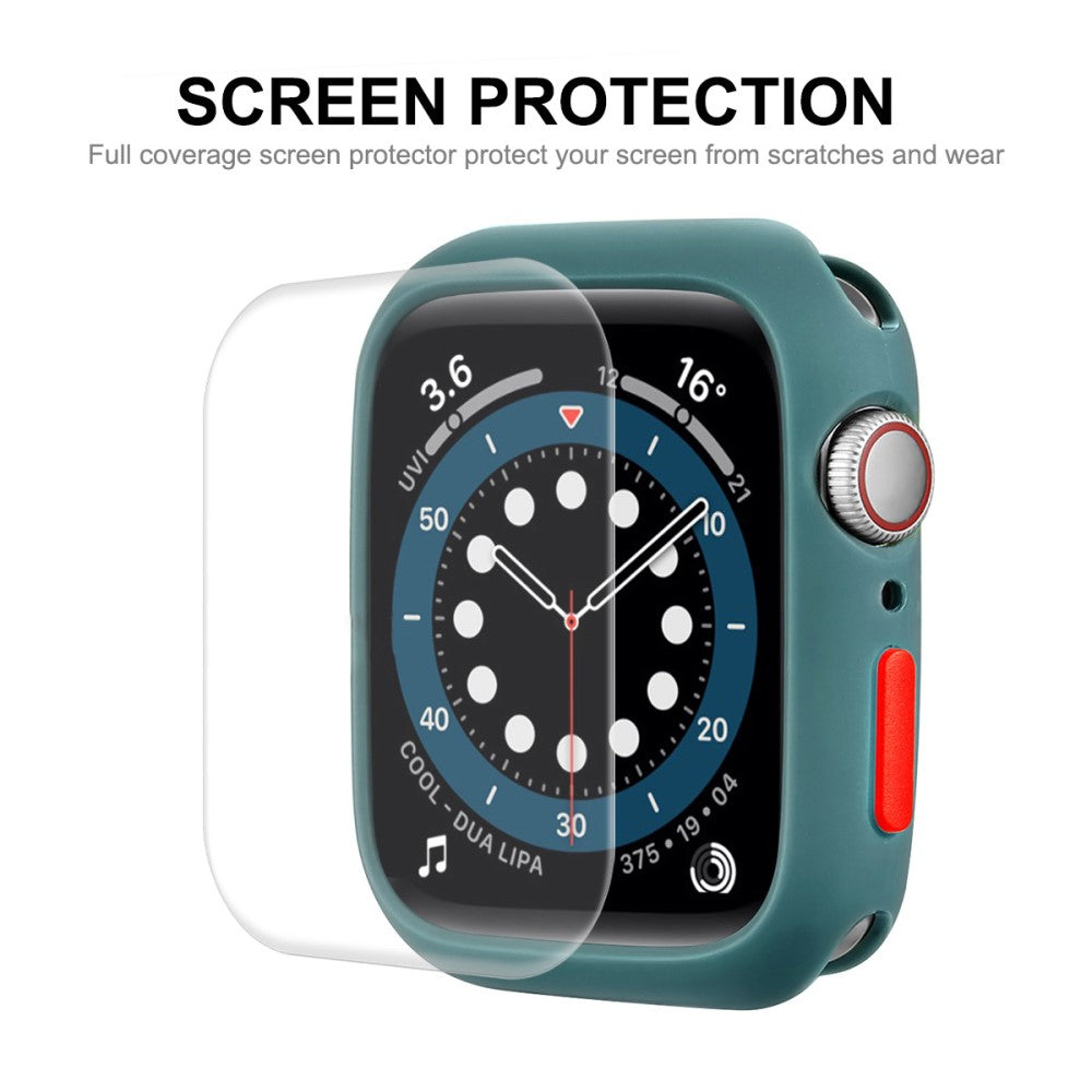 Vildt Fed Apple Watch Series 7 41mm Cover med Skærmbeskytter i Silikone - Grøn#serie_1