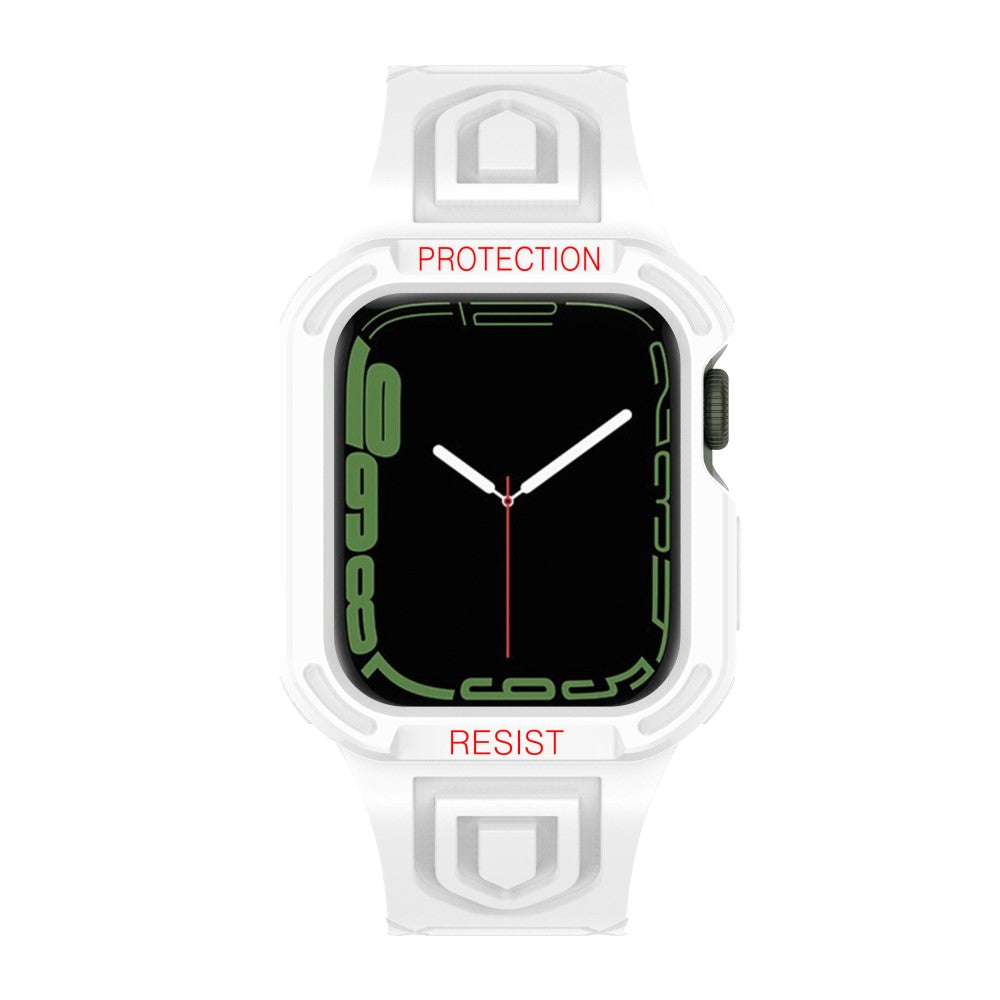 Apple Watch Series 7 41mm Plastik Rem med Etui - Hvid#serie_14