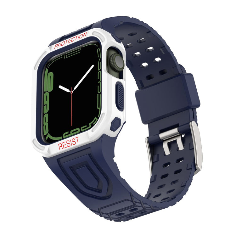 Apple Watch Series 7 41mm Plastik Rem med Etui - Blå#serie_5