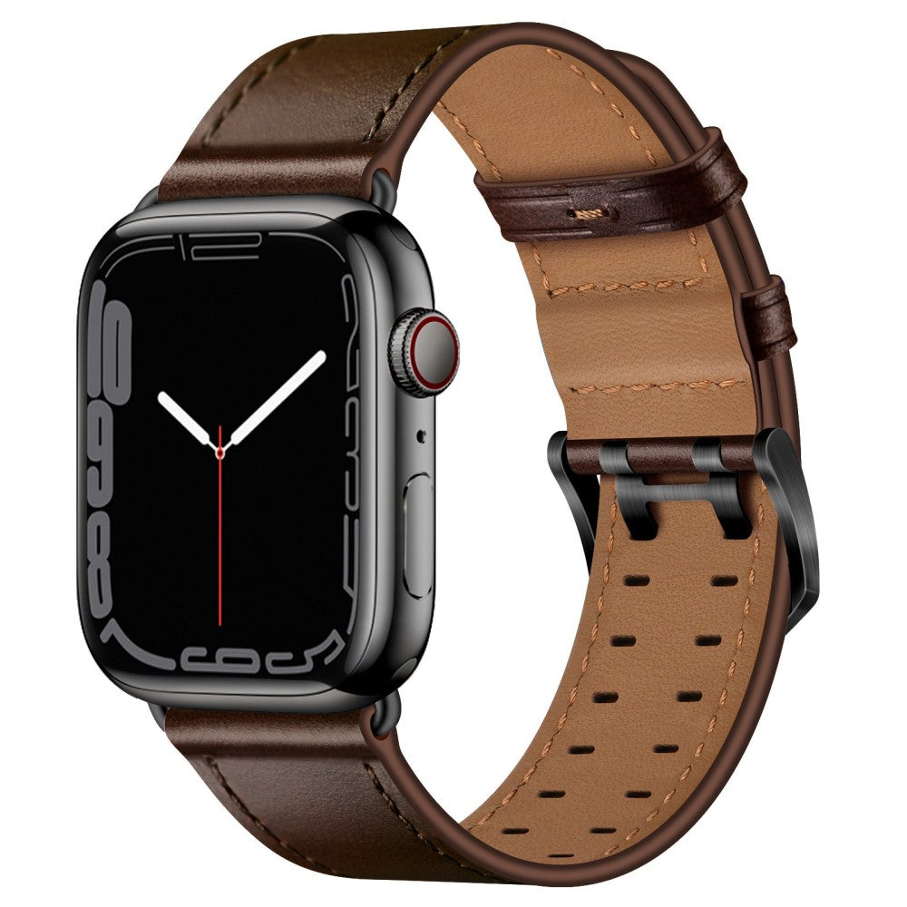 Helt vildt kønt Apple Watch Series 7 41mm Ægte læder Urrem - Brun#serie_6