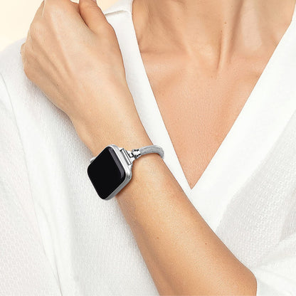 Klassisk Apple Watch Series 7 41mm Metal og  Rhinsten Urrem - Sølv#serie_262