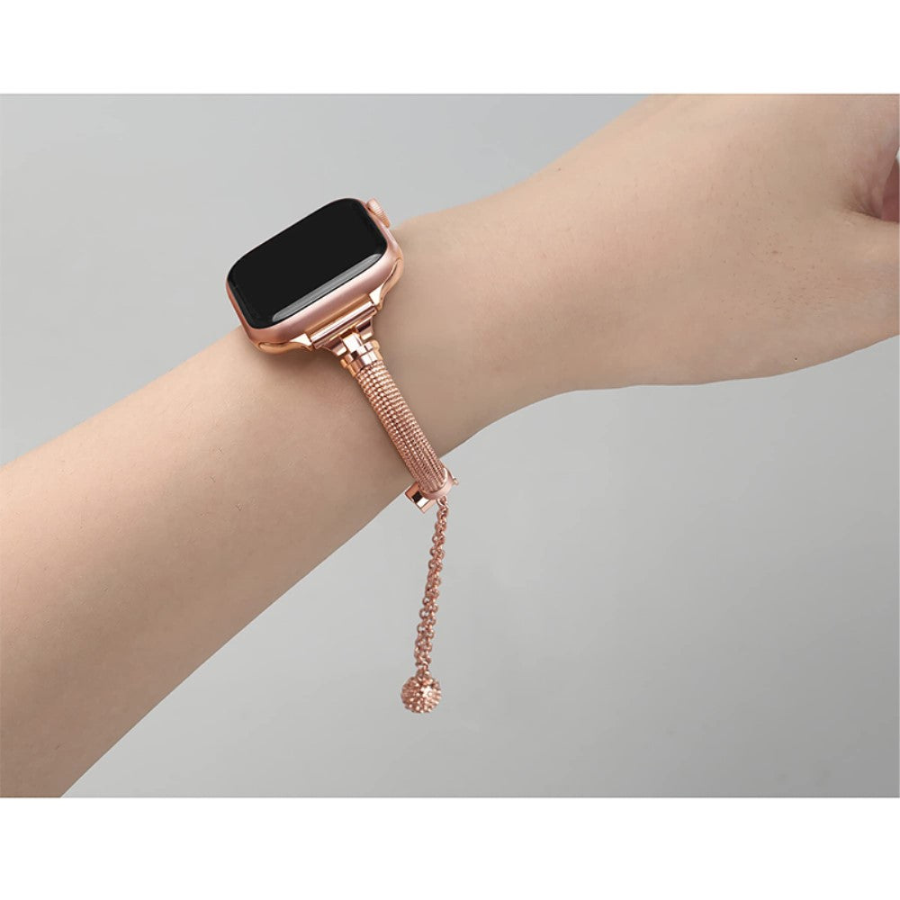 Godt Apple Watch Series 7 41mm Metal og  Rhinsten Urrem - Pink#serie_1