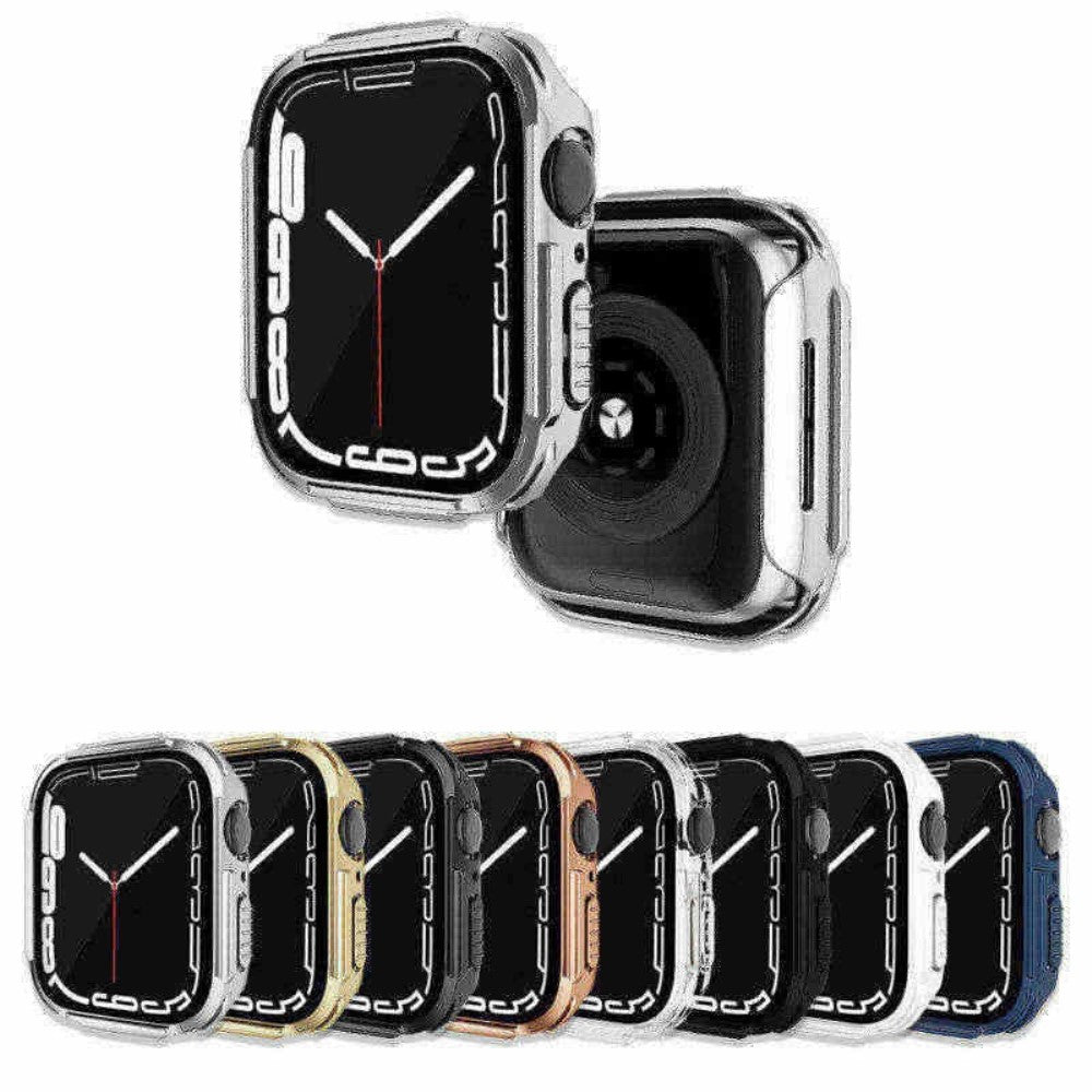 Vildt Flot Apple Watch Series 7 41mm Cover med Skærmbeskytter i Plastik og Hærdet Glas - Hvid#serie_2