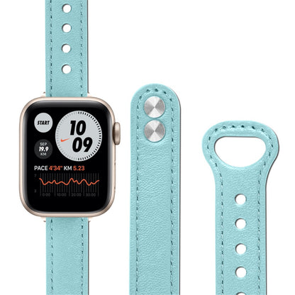Meget fint Universal Apple Ægte læder Urrem - Blå#serie_10
