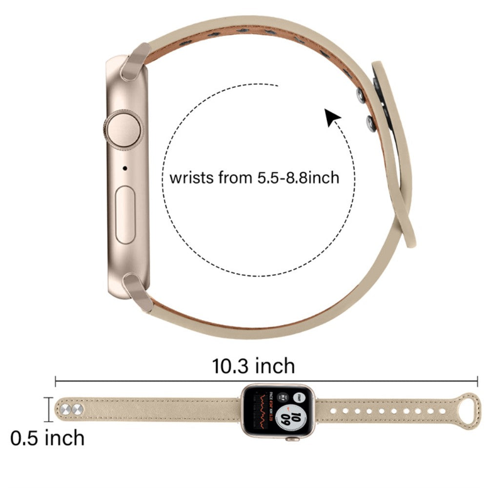 Meget fint Universal Apple Ægte læder Urrem - Beige#serie_3