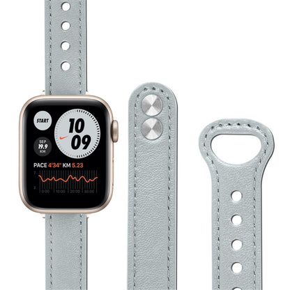 Meget fint Universal Apple Ægte læder Urrem - Sølv#serie_8