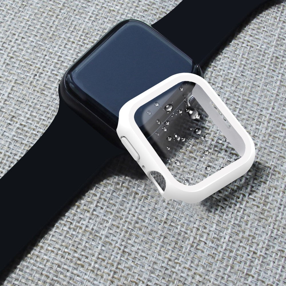 Vildt Godt Apple Watch Series 7 45mm Cover med Skærmbeskytter i Plastik og Hærdet Glas - Hvid#serie_3