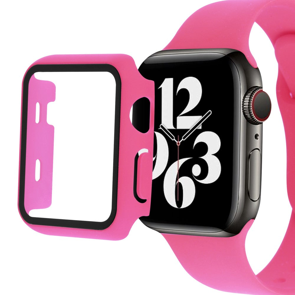 Apple Watch Series 7 45mm Plastik Cover med Rem og Hærdet Glas - Pink#serie_10