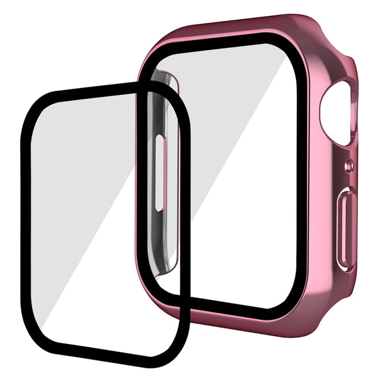 Rigtigt Fed Apple Watch Series 7 41mm Cover med Skærmbeskytter i Plastik og Hærdet Glas - Pink#serie_3