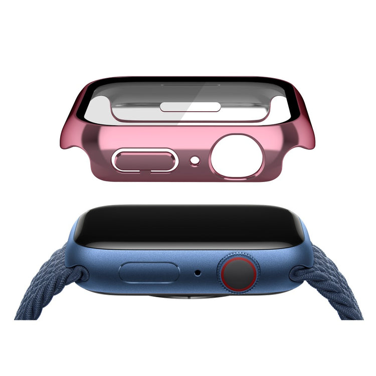 Super Pænt Apple Watch Series 7 45mm Cover med Skærmbeskytter i Plastik og Hærdet Glas - Pink#serie_3