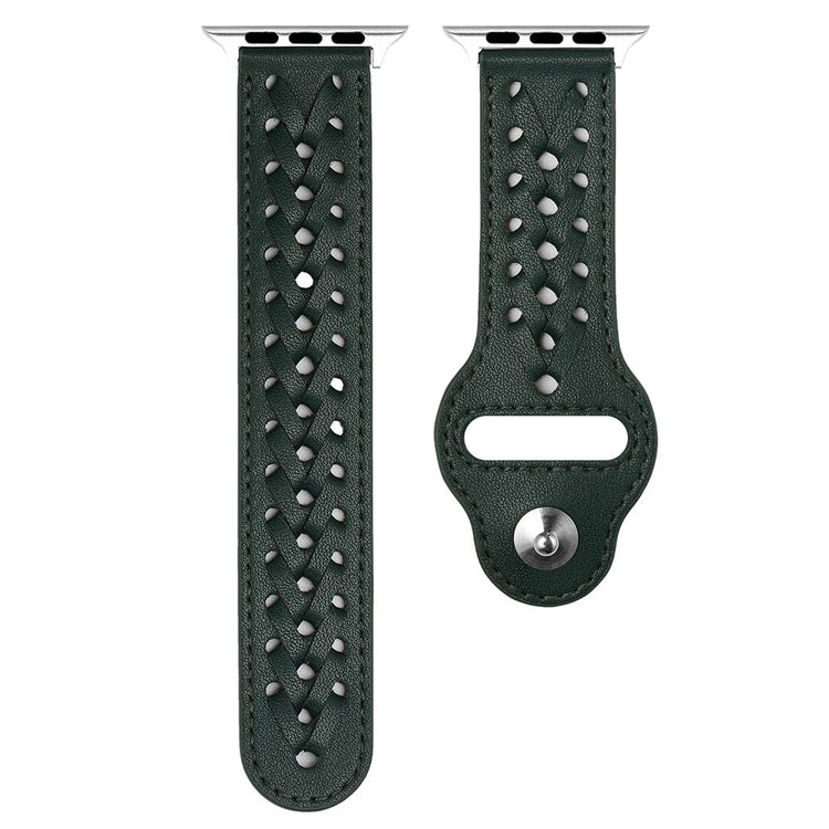 Meget smuk Apple Watch Series 7 45mm Kunstlæder Rem - Grøn#serie_4