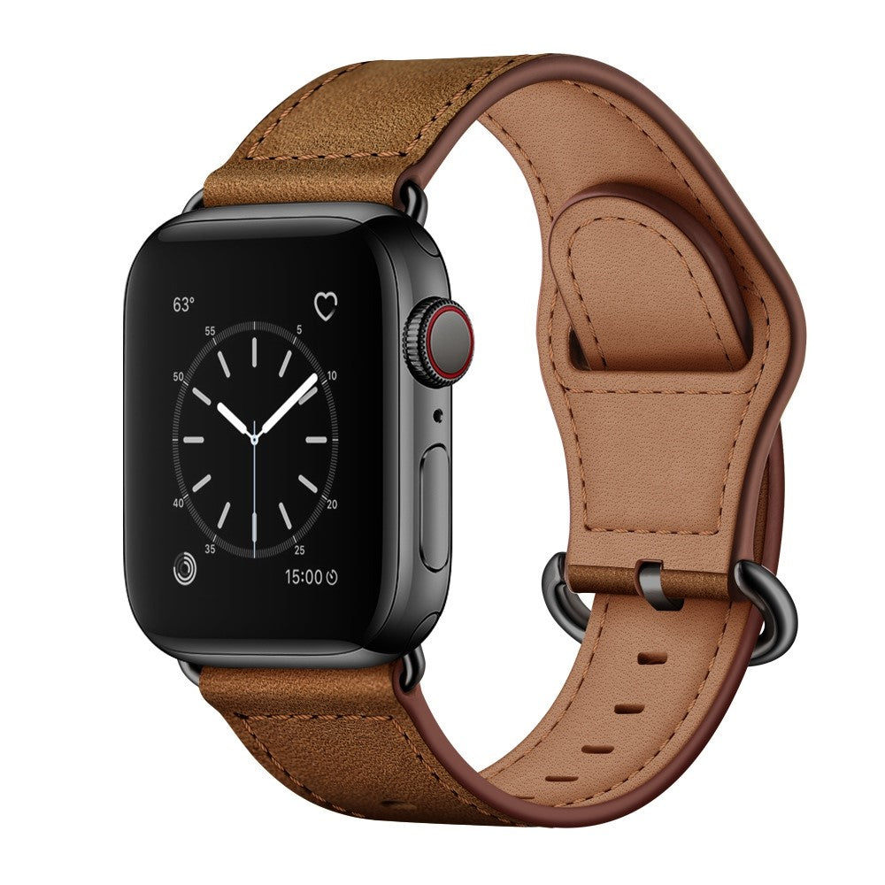 Helt vildt fed Apple Watch Series 7 45mm Ægte læder Urrem - Brun#serie_4