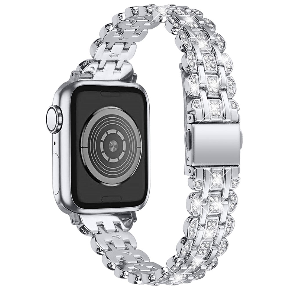 Mega fed Apple Watch Series 7 41mm Metal og  Rhinsten Urrem - Sølv#serie_5