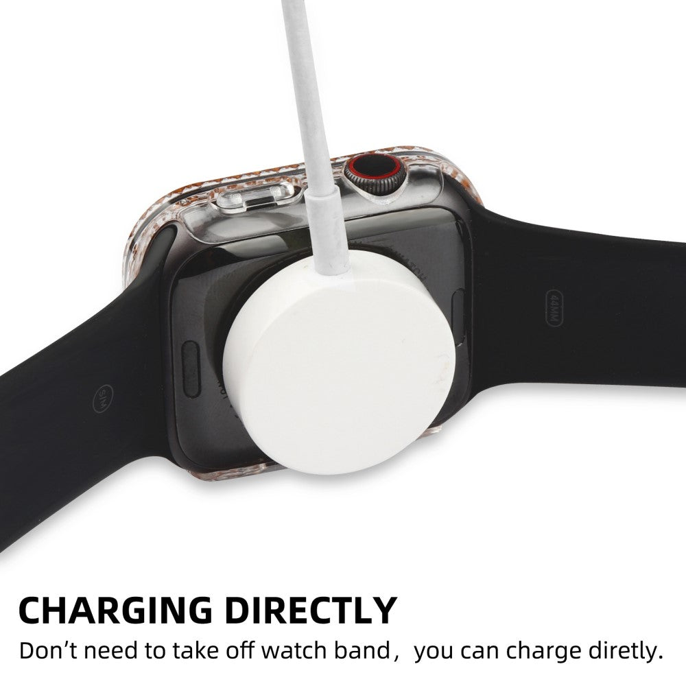 Godt Apple Watch Series 8 (41mm) / Apple Watch Series 7 41mm Cover med Skærmbeskytter i Plastik, Rhinsten og Hærdet Glas - Gennemsigtig#serie_3