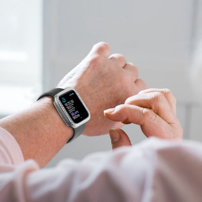 Godt Apple Watch Series 8 (41mm) / Apple Watch Series 7 41mm Cover med Skærmbeskytter i Plastik, Rhinsten og Hærdet Glas - Gennemsigtig#serie_3