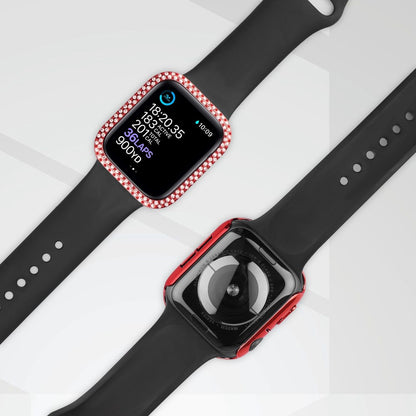 Godt Apple Watch Series 8 (41mm) / Apple Watch Series 7 41mm Cover med Skærmbeskytter i Plastik, Rhinsten og Hærdet Glas - Rød#serie_4