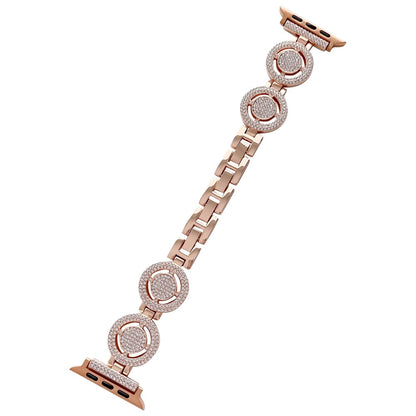 Klassisk Metal Og Rhinsten Universal Rem passer til Apple Smartwatch - Pink#serie_3