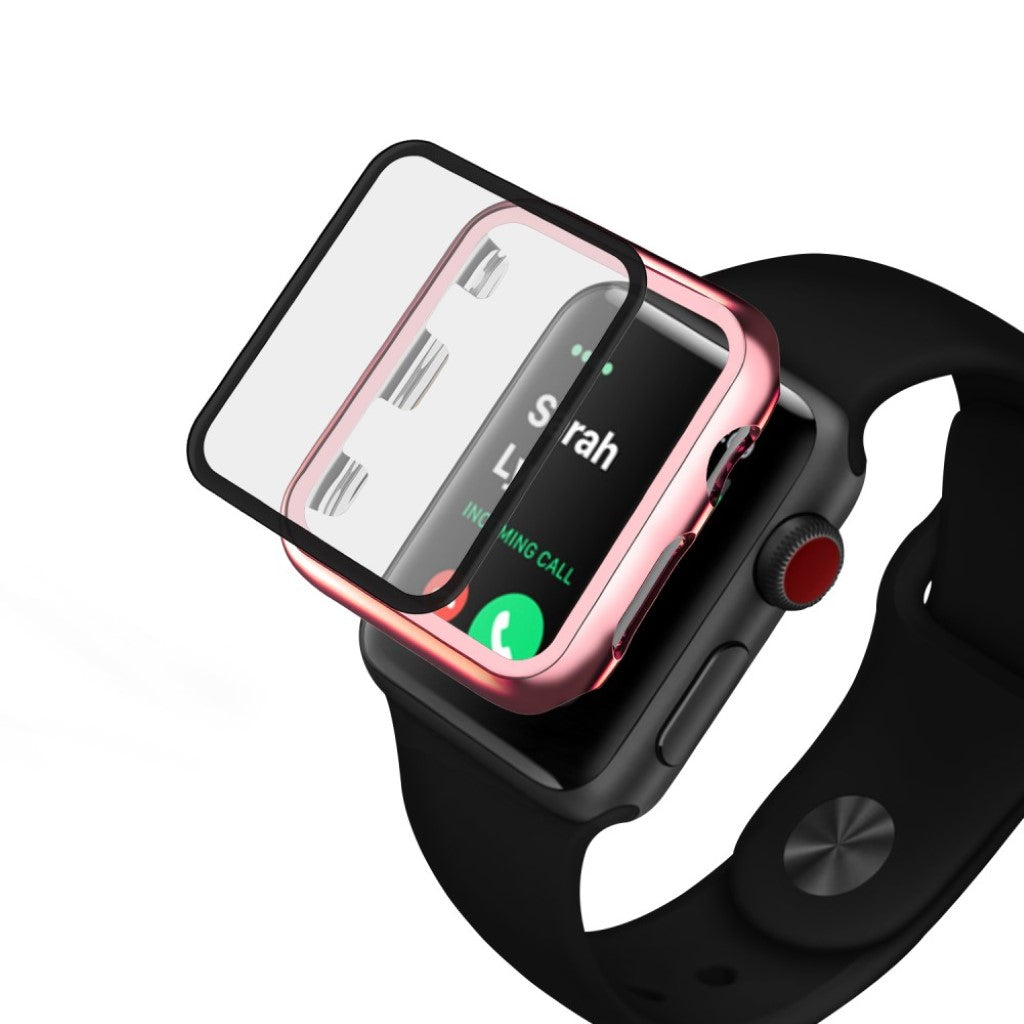 Alle Tiders Apple Watch Series 1-3 42mm Cover med Skærmbeskytter i Hærdet Glas - Pink#serie_6