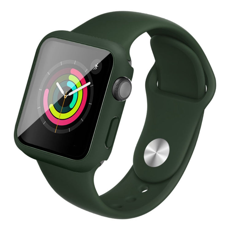 Apple Watch Series 1-3 38mm Silikone Cover med Rem og Hærdet Glas - Grøn#serie_3