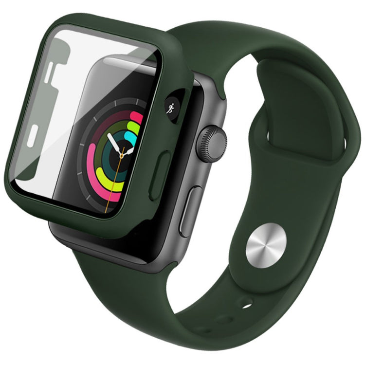 Apple Watch Series 1-3 38mm Silikone Cover med Rem og Hærdet Glas - Grøn#serie_3