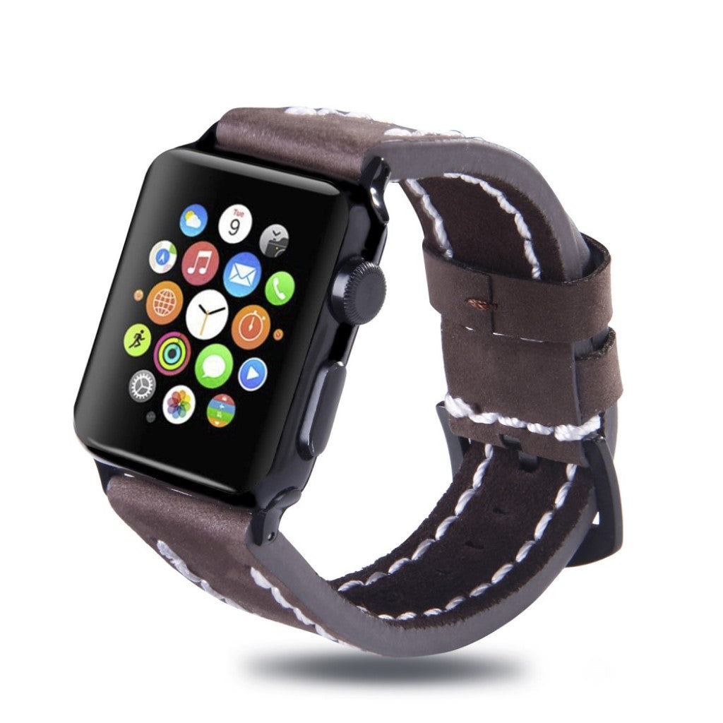 Vildt kønt Apple Watch Series 4 44mm Ægte læder Rem - Brun#serie_3