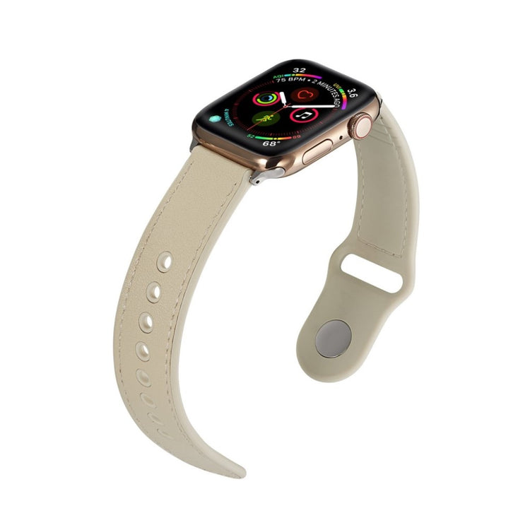 Vildt pænt Apple Watch Series 4 44mm Ægte læder Rem - Beige#serie_1