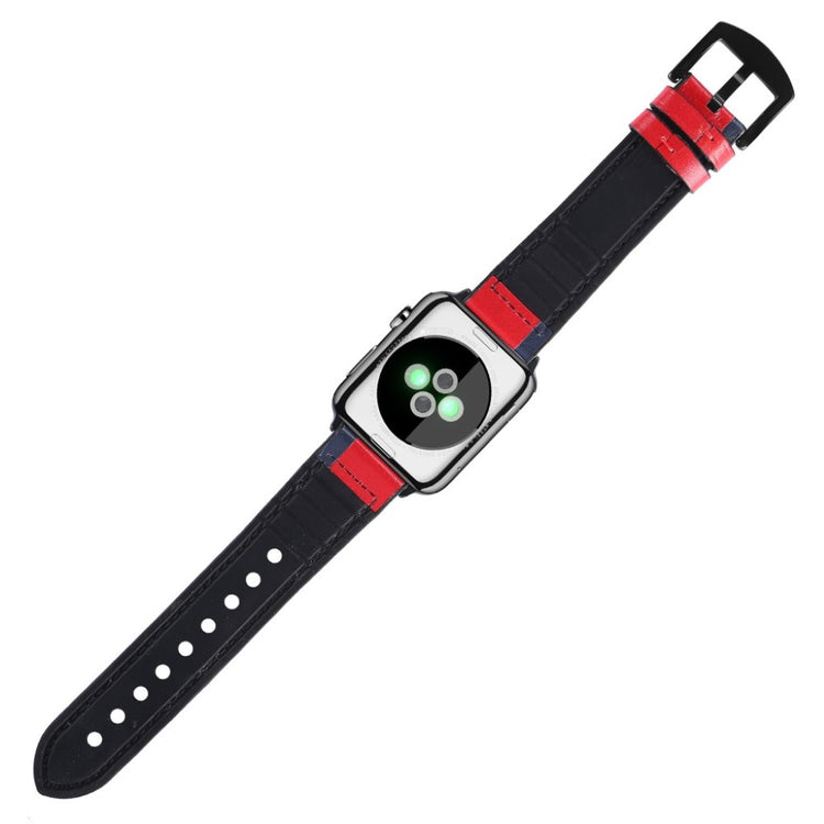 Cool Apple Watch Series 5 40mm Ægte læder og Silikone Rem - Rød#serie_3