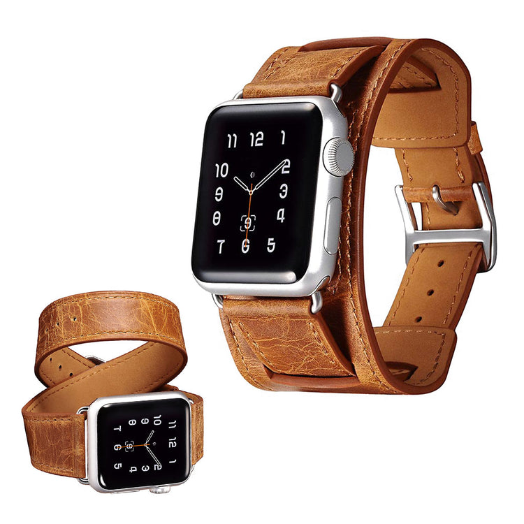 Udsøgt Apple Watch Series 5 40mm Ægte læder Rem - Orange#serie_3