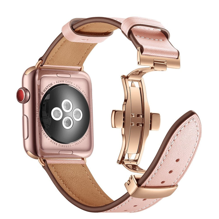  Apple Watch Series 5 40mm / Apple Watch 40mm Ægte læder Rem - Pink#serie_8