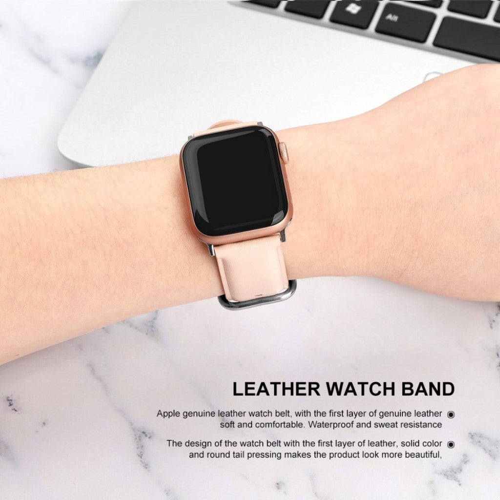  Apple Watch Series 5 40mm / Apple Watch 40mm Ægte læder Rem - Pink#serie_4
