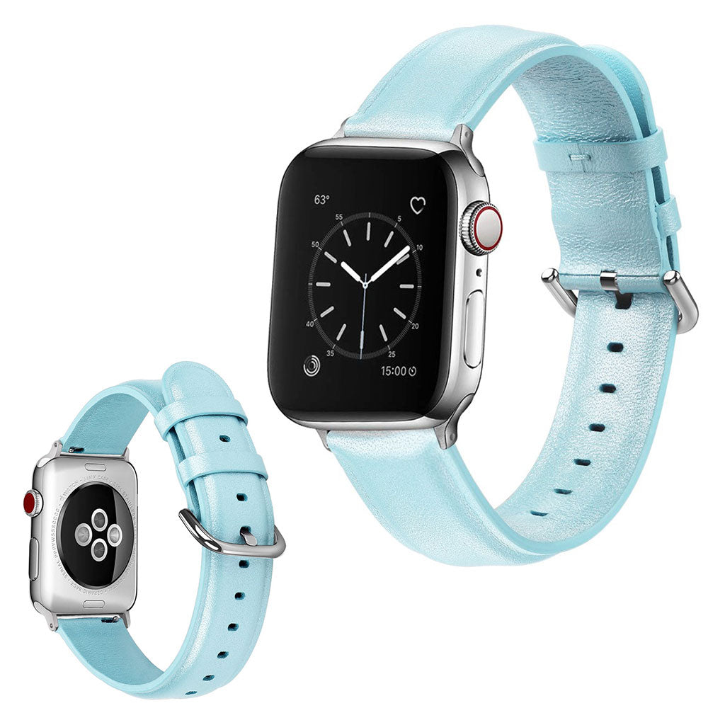  Apple Watch Series 5 40mm / Apple Watch 40mm Ægte læder Rem - Blå#serie_5
