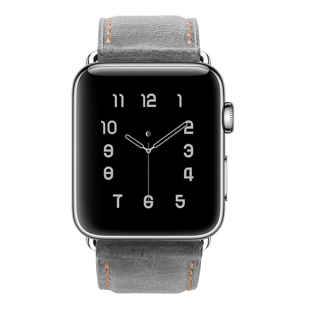 Meget fed Apple Watch Series 5 40mm Ægte læder Rem - Sølv#serie_1