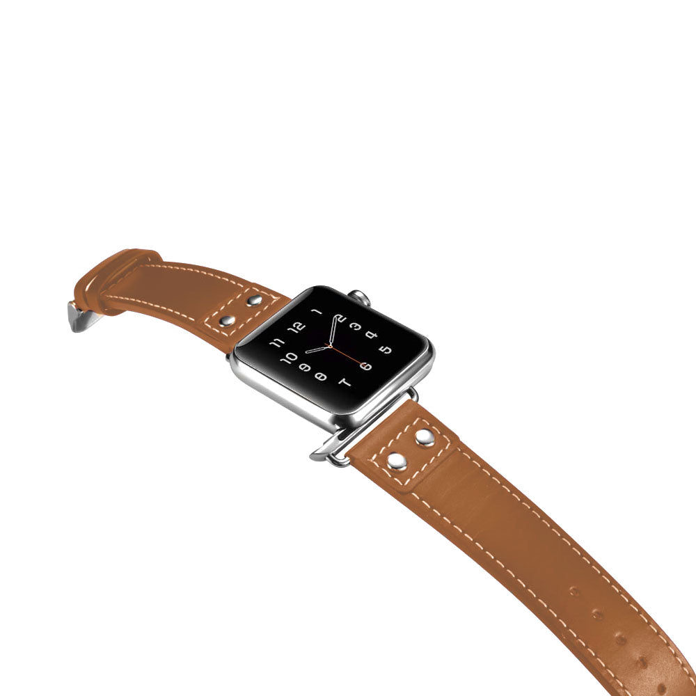  Apple Watch Series 5 44mm / Apple Watch 44mm Ægte læder Rem - Brun#serie_038