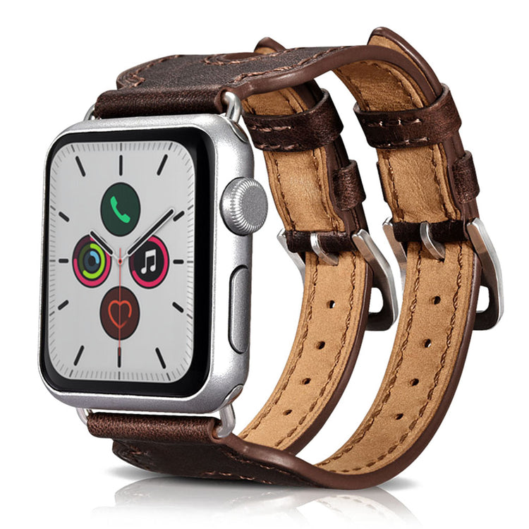  Apple Watch Series 5 44mm / Apple Watch 44mm Ægte læder Rem - Brun#serie_1