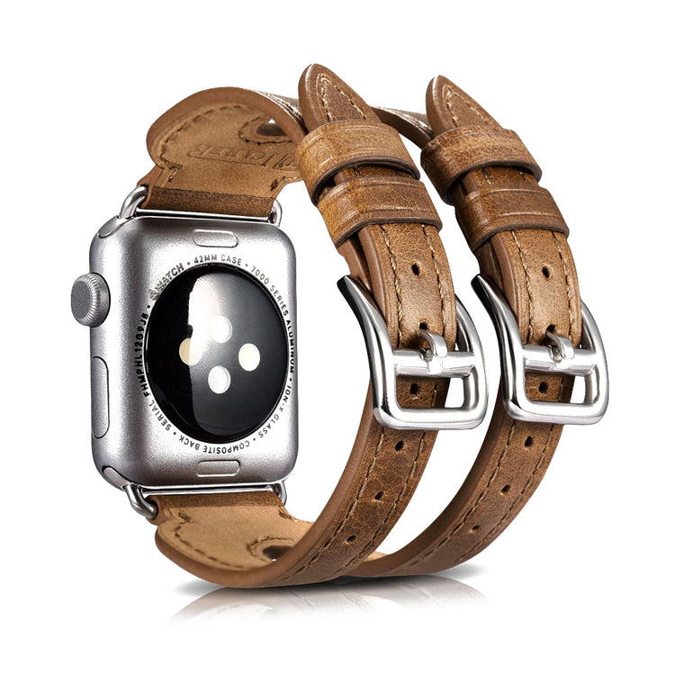  Apple Watch Series 5 44mm / Apple Watch 44mm Ægte læder Rem - Brun#serie_2