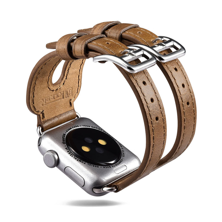  Apple Watch Series 5 44mm / Apple Watch 44mm Ægte læder Rem - Brun#serie_2