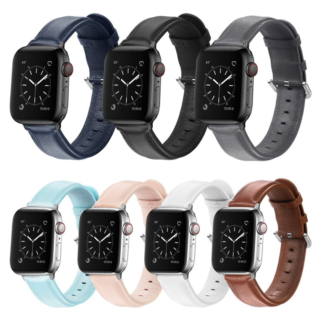 Mega smuk Apple Watch Series 5 44mm Ægte læder Rem - Sort#serie_1