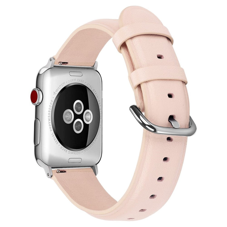 Mega smuk Apple Watch Series 5 44mm Ægte læder Rem - Pink#serie_4