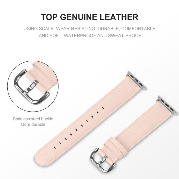 Mega smuk Apple Watch Series 5 44mm Ægte læder Rem - Pink#serie_4