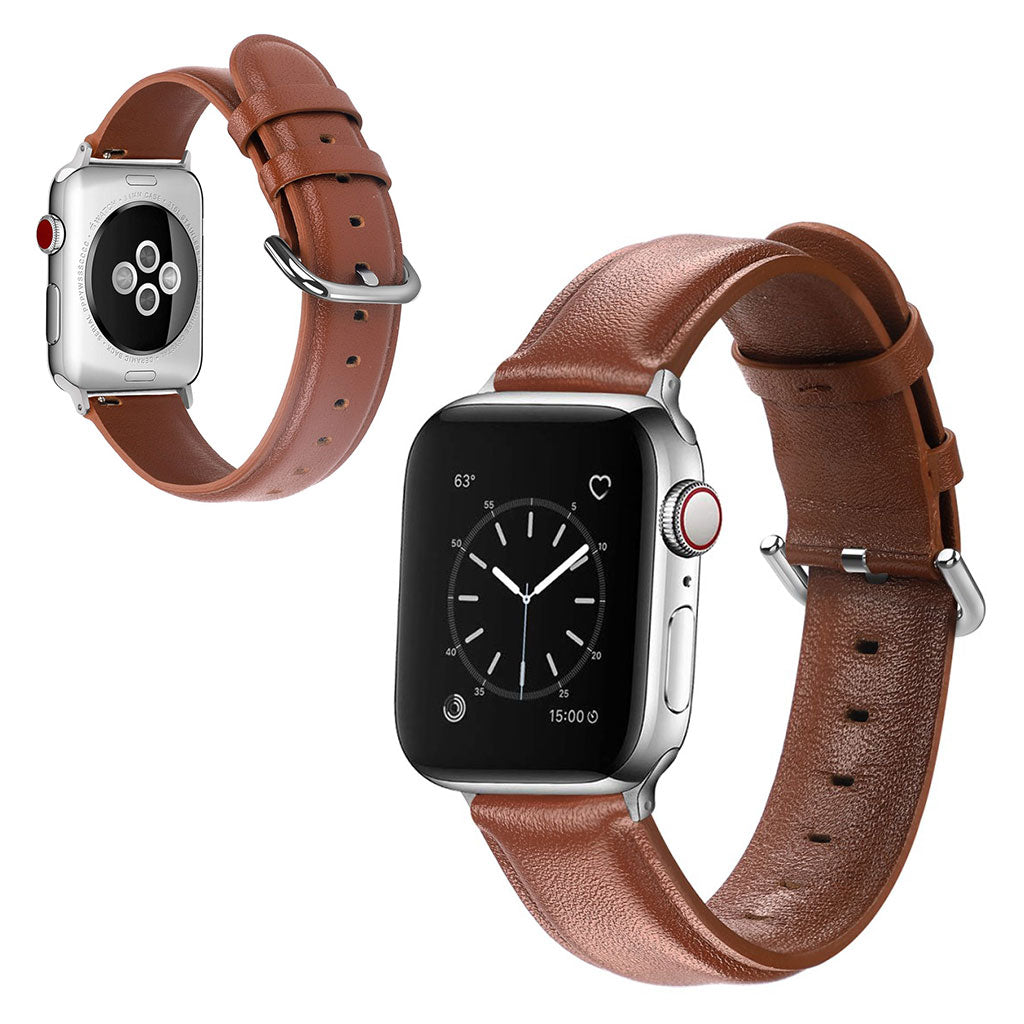 Mega smuk Apple Watch Series 5 44mm Ægte læder Rem - Brun#serie_7