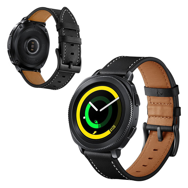 Helt vildt sejt Samsung Gear Sport Ægte læder Rem - Sort#serie_2