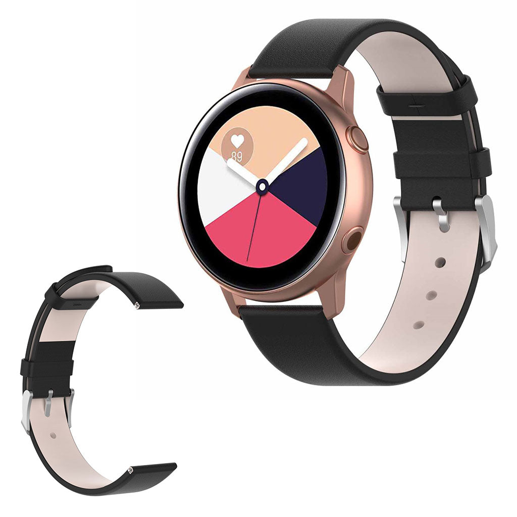 Super flot Samsung Galaxy Watch Active Kunstlæder Rem - Sort#serie_1