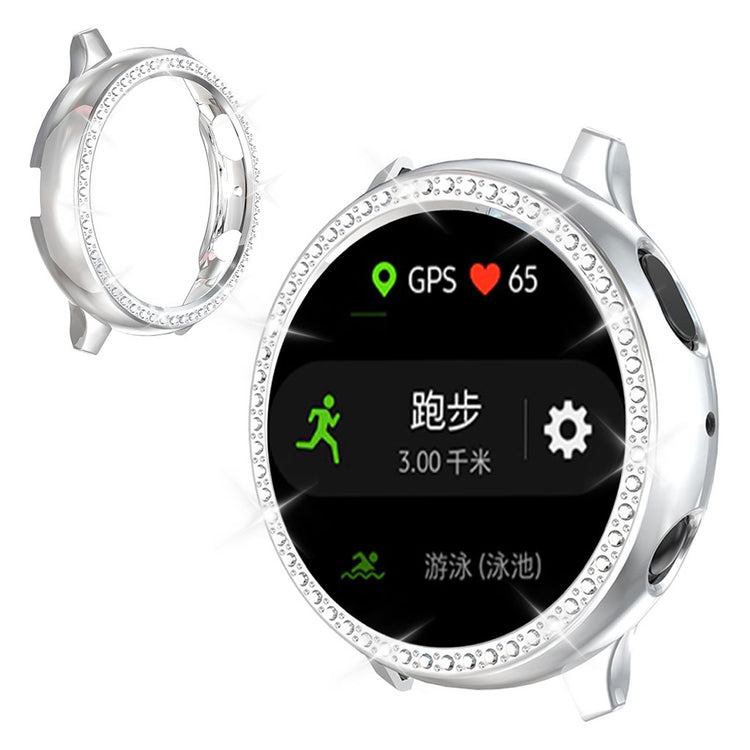 Samsung Galaxy Watch Active 2 - 40mm  Rhinsten og Silikone Bumper  - Sølv#serie_2