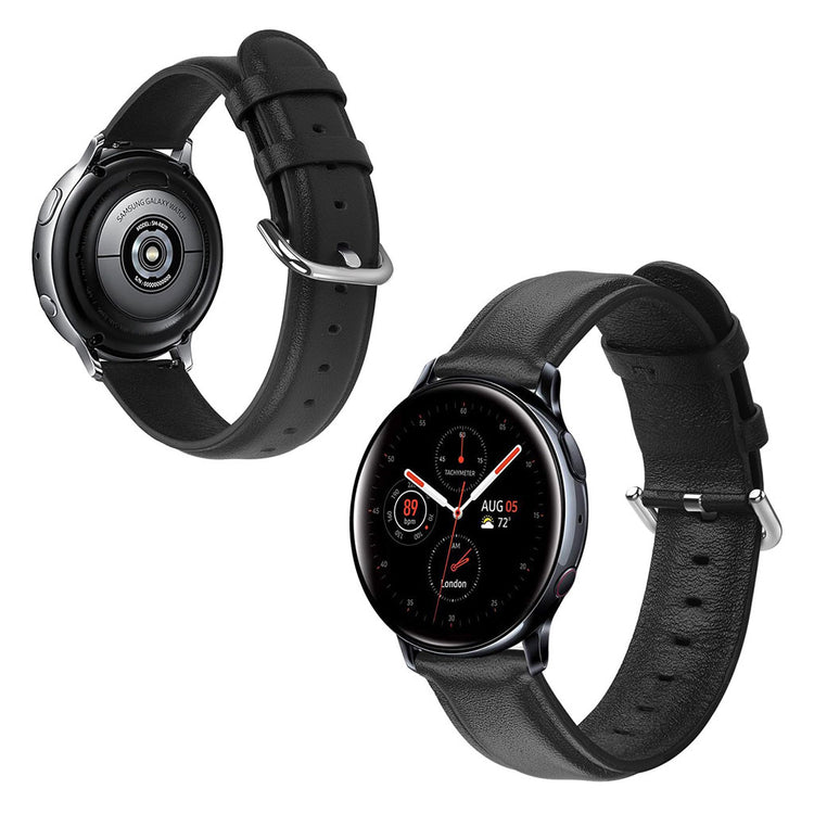 Fed Samsung Galaxy Watch Active 2 - 44mm Ægte læder Rem - Sort#serie_2