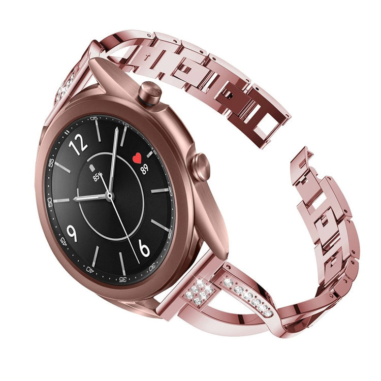 Yndigt Samsung Galaxy Watch 3 (41mm) Metal og Rhinsten Rem - Pink#serie_3