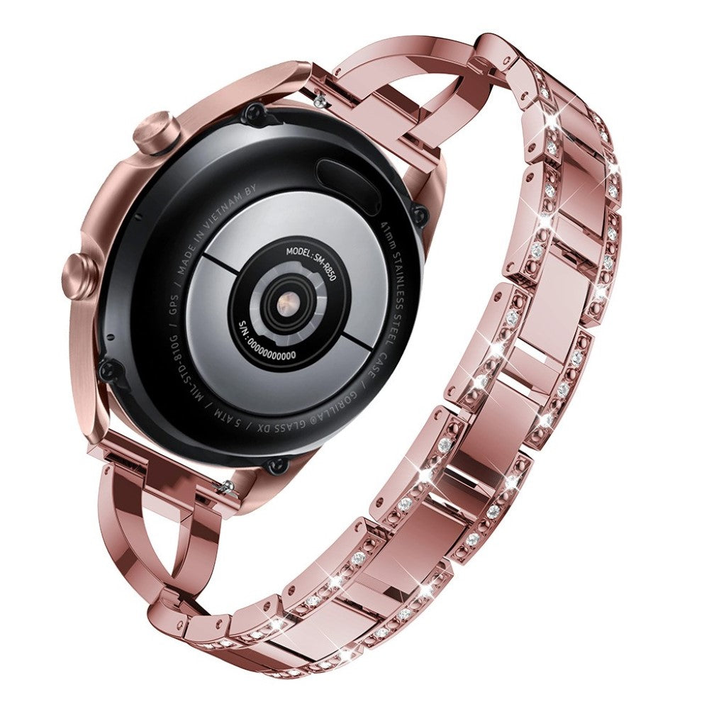 Yndigt Samsung Galaxy Watch 3 (41mm) Metal og Rhinsten Rem - Pink#serie_3